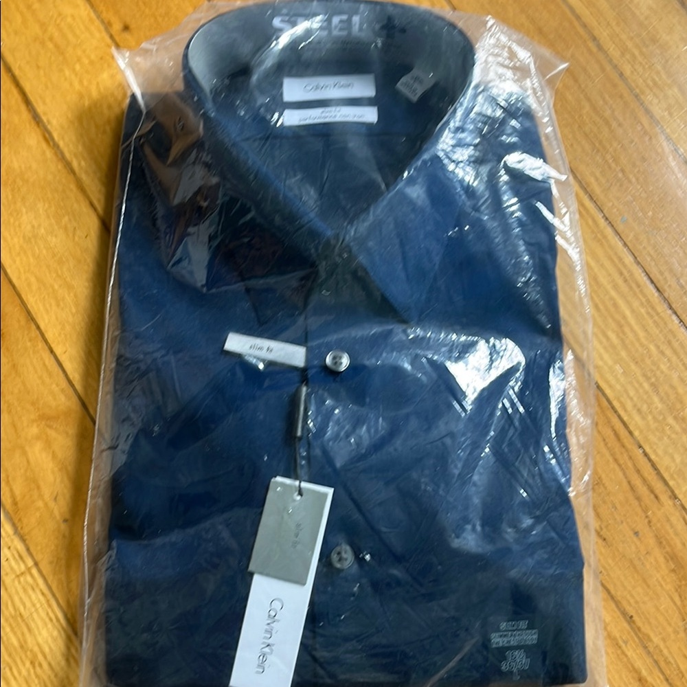 Calvin Klein Blue Dress Shirt Classic Formal Style